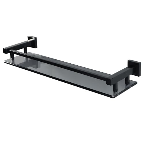 Alise Bathroom Shelves,Matte Black Glass Shelf for Bathroom, Modern Floating Shelves,20 inch - color: Matte Black, size: 20 Inch