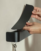 Kazai. Key Holder for Wall 'Tone' | Minimalist Key Hooks Design from Berlin | Modern Key Hanger with Metal Shelf | Key Hook Wall Mounted as Hallway Furniture | Black - color: Black