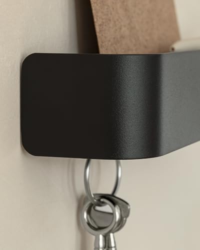 Kazai. Key Holder for Wall 'Tone' | Minimalist Key Hooks Design from Berlin | Modern Key Hanger with Metal Shelf | Key Hook Wall Mounted as Hallway Furniture | Black - color: Black