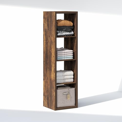 Furinno Cubic Closet Organizers and Storage, 4-Cube Closet Organizer, Vertical Open Shelf Closet Storage, Extra Thick Frame for Wardrobe, Bedroom, Living Room, Amber Pine - color: Amber Pine, size: Vertical 4-Cube