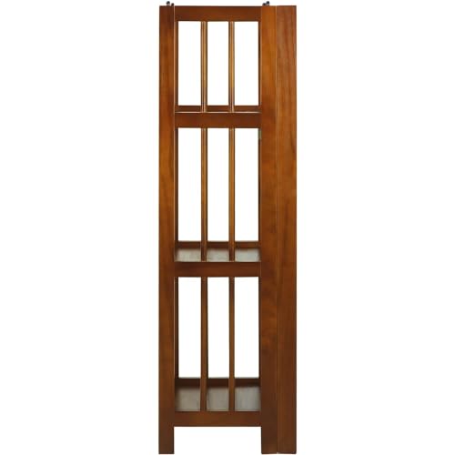 HomeStock 3-Shelf Stackable Folding Office Wood Furniture Bookcase, Contemporary Home and Office Furniture, Sturdy Wooden Shelving Storage Honey Oak/14 inch - color: Honey Oak, size: 14 inch