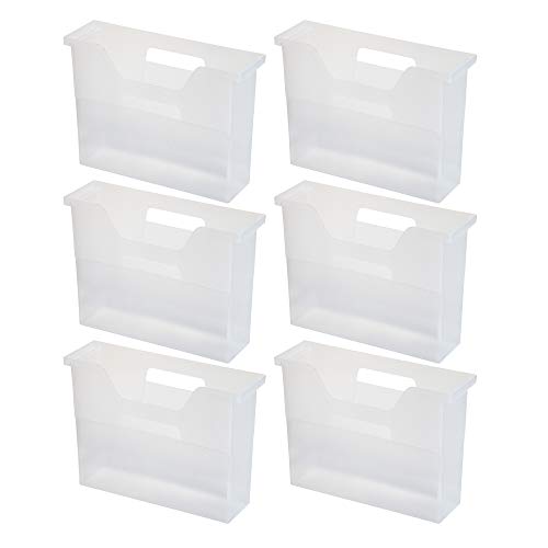 IRIS USA Small Portable Desktop File Box with Open Lid, 6 Pack, Side Handles, Hanging File Folders, Tabs & Inserts, Letter Size, Magazines, Newspapers, Mail, Books, Notebooks, Clear - style: Clear S - 6 Pack