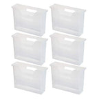IRIS USA Small Portable Desktop File Box with Open Lid, 6 Pack, Side Handles, Hanging File Folders, Tabs & Inserts, Letter Size, Magazines, Newspapers, Mail, Books, Notebooks, Clear - style: Clear S - 6 Pack