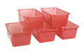 Storex Small Cubby Bin, 12.2 x 7.8 x 5.1 Inches, Candy Red, 5-Pack (62475U05C) - color: Tint Red, style: Bin Only