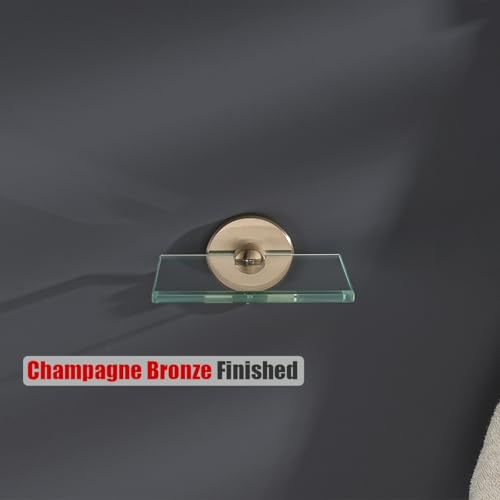 JQK Small Floating Glass Shelves Champagne Bronze, 4 Inch Display Ledges for Wall, Mini Decor, Living Room Bedroom Bathroom, Tempered Glass Shower Storage, 2 Pack, TGS101L4-CB-P2 - color: Champagne Bronze, size: 4 Inch (2 Pack)