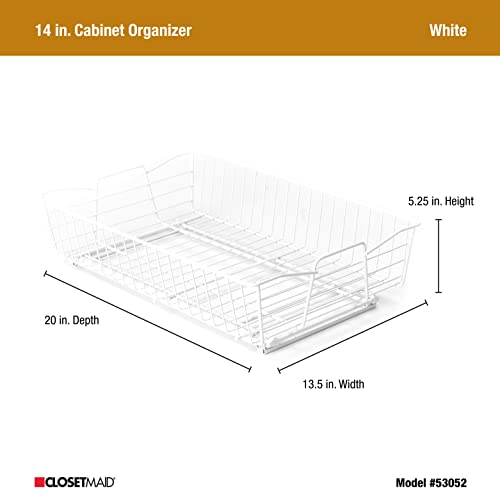 ClosetMaid Pull Out Cabinet Organizer, Heavy Duty, Slide Out Pantry Shelves Drawers for Kitchen, Bathroom, 5.25" H x 13.5" W x 20" D, White - color: One-tier, size: 14-Inch One Tier