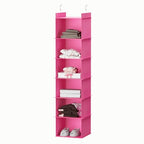 YOUDENOVA Hanging Closet Organizer, 6-Shelf Closet Hanging Shelves, Pink - color: Pink, size: 6-Tier