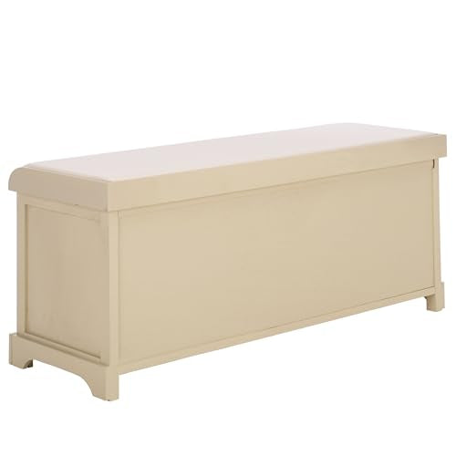 SAFAVIEH Home Collection – Lonan Sand Storage Bench with Seat Cushion, 3 Basket Drawers, Coastal Farmhouse Entryway Design (AMH5733G) - color: Sand