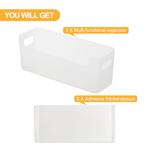 2 Pack Cabinet Organizer Storage, Adhesive Over Cabinet Door Organizer, No Drilling Space Saver Plastic Storage Containers Multi-Use for Kitchen Bathroom Office Bedroom, Translucent - color: Translucent