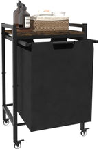 14.5 Gal Large Laundry Hamper with Wheels, Pull-Out & Removable Sorter Bags, Freestanding Clothes Basket Organizer for Clothing or Toys in Bathroom and Living Room, Rustic Brown and Black - size: 1 Section with wheels