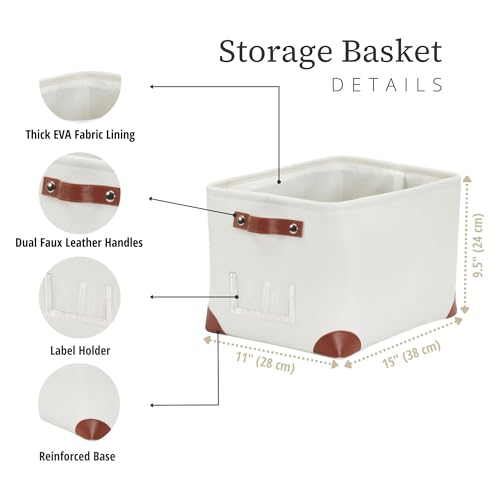 DECOMOMO White Storage Bins Fabric Storage Baskets for Shelves & Linen Closet Organization (Creamy White W/ Label holder, Large - 3 Pack) - color: Creamy White W/ Label Holder, size: Large/3P