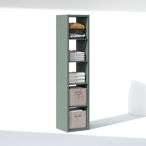 Furinno Cubic Closet Organizers and Storage, 5-Cube Closet Organizer, Open Shelf Closet Storage, Extra Thick Frame for Wardrobe, Bedroom, Living Room, Sage Green - color: Sage Green, size: 5-Cube