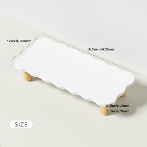 AFOOYO Monitor Stand Riser, Cookie-Shaped Sturdy Wood Computer Monitor Stand for Desk, Ergonomic Desk Stand, Multi-Purpose Desktop Organizer Riser for Computer, Laptop, Printer, TV,White