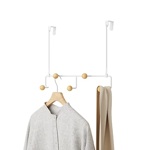Umbra Estique Over The Door Coat Rack & Multi-Use Organizer, for Coats, Bags, Hats & More, Small, White/Natural - color: White/Natural, size: Small