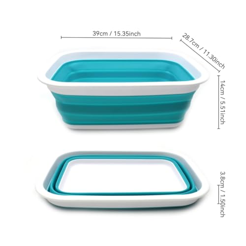 SAMMART 9.2L (2.37Gallon) Collapsible Tub - Portable Outdoor Picnic Basket/Crater - Foldable Shopping Bag - Space Saving Storage Container (M, Bright Blue) - color: Bright Blue