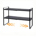 2-Tier Expandable Shelf Organizer for Kitchen Cabinet, Countertop, Pantry & Under-Sink Storage(black)