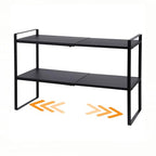 2-Tier Expandable Shelf Organizer for Kitchen Cabinet, Countertop, Pantry & Under-Sink Storage(black)