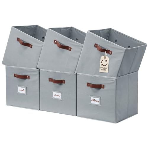 DECOMOMO Storage Cubes, 13x13x13 Storage Cube Bins with Labels, Fabric Organizer Bins (13" / 6pcs, Grey) - color: Grey, size: Cube 13" / 6pcs