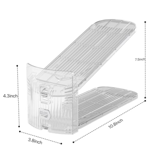 Shoe Slot Organizer,Double Tier Adjustable Shoe Rack,Space Saving Storage For Closet,Standard Size,Transparent (12)