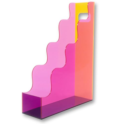 Acrylic File Organizer, Vertical Magazine File Holder, Cute Desk Storage for Holds Files Papers Magazines, Colorful
