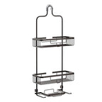 Zenna Home Rustproof Hanging Shower Caddy, Over the Shower Head Caddy with 2 Shelves and Built In Hooks, Aluminum Bathroom Hanging Organizer, Bronze - color: Bronze