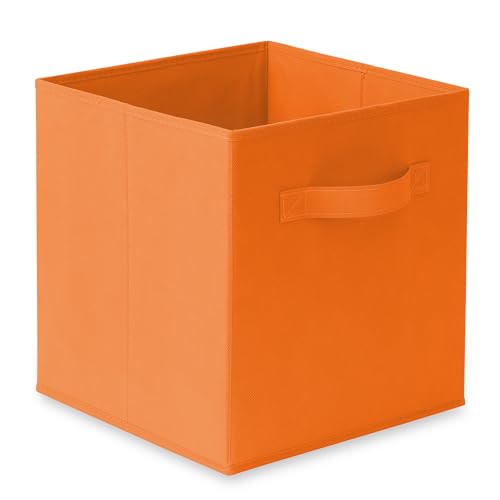 Casafield Set of 6 Collapsible Fabric Cube Storage Bins, Orange - 11" Foldable Cloth Baskets for Shelves, Cubby Organizers & More - color: Orange, size: 10.5" x 10.5" x 11"