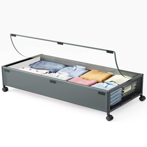Under Bed Storage with Wheels，1 Pack Under Bed Storage Containers,Underbed Shoe Storage Bedroom - color: Gray, size: 1pcs