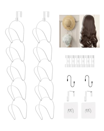 LINFIDITE 10 Pack Hat Rack Hanger Holder Organizer Closet Hanging Baseball Cap Display Storage Rack for Scarves Handbags Towels Clothes Ties Over Door Wall Mounted w Hanging Hook White - color: 10pcs White, size: Round Ring