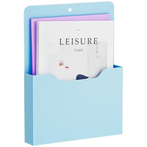 Magnetic File Holder - Magnetic Paper Holder, Pocket Organizer Office Supplies Storage Mail Organizer for Notebooks,Planners,Letter (Blue) - color: Blue Holder-L