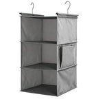 3-Tier Hanging Closet Organizer - Foldable Hanging Shelves for Closet, Space Saver Storage for Clothes, Sweaters, Shoes, Handbags & Accessories, Easy Setup, Grey