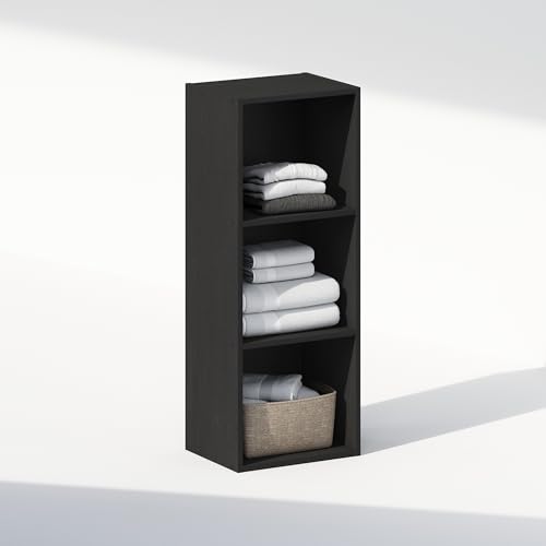 Furinno Reed Closet Organizers and Storage, 3-Tier Closet Organizer, Open Shelf Closet Storage, for Wardrobe, Bedroom, Living Room, Blackwood - color: Blackwood, size: 3-Tier, 12"W