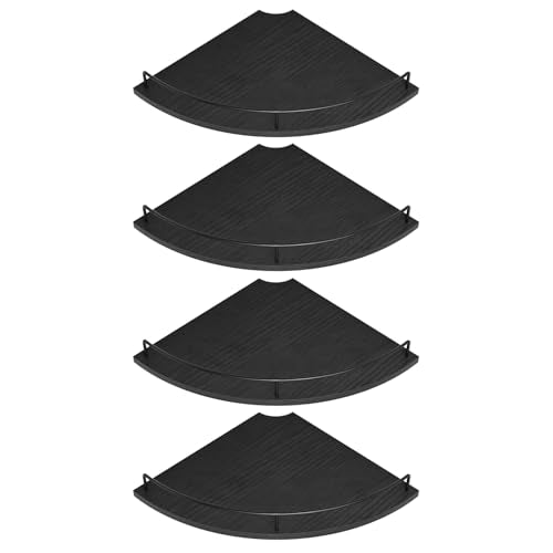 Corner Shelf Wall Mount, Floating Corner Shelves, Set of 4 Corner Wall Shelf Organizer,Rustic Wood Wall Storage Display Shelves forLiving Room Bedroom Bathroom Kitchen,Black - color: Black-4pack