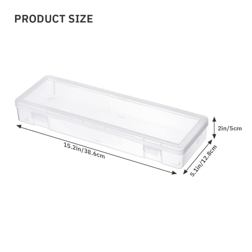 Large Storage Containers 6 Pack Plastic Box with Latching Lid 15" x 5"x 1.9" Storage Case for Art Supplies,Tools - size: Large-6 Pack