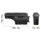 VEVOR Truck Bed Storage Box, Lockable Lid, Waterproof ABS Wheel Well Tool Box 6.6 Gal/20 L with Password Padlock, Compatible with Dodge Ram 1500 2019-2021, Passenger Side, Black - size: Passenger Side, style: Dodge Ram
