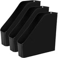 Youngever 3 Pack File Folder Bin Storage, Plastic File Folder Bin Organizer with Handle (Black) - color: Black