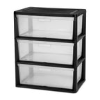 3-Drawer Wide Rolling Storage Cart with Clear Plastic Drawers and Wheels, Transparent Organizer Unit for Home Office Bathroom Kitchen Organization