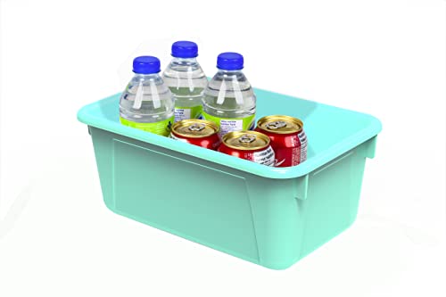 Storex Small Cubby Bins, Pack of 5, 12.2 x 7.8 x 5.1 Inches, Teal (62420U05C) - color: Teal, style: Bin Only