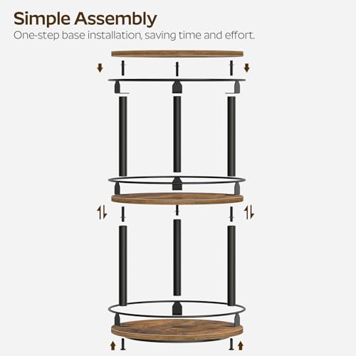 YATINEY 3-Tier Lazy Susan Organizer, Rotating Spice Rack, Spinning Organizer, Industrial Turntable Spice Rack Organizer for Cabinet, Kitchen Countertop, Pantry, Rustic Brown and Black SR23BR - color: Rustic Brown + Black, size: 10.2"L x 10.2"W x 18"H