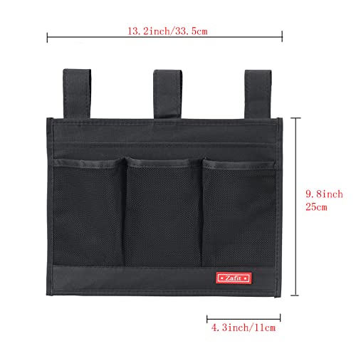 Zafit Hanging Bedside Caddy, Bedside Storage Organizer for Magazine, Phone, Remote control (Classic4 Pockets-Black)