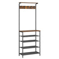 VASAGLE Hall Tree with Shoe Bench, Coat Rack Shoe Bench, 5-Tier Shoe Rack Different Heights, 5 Dual Hooks, Top Shelf, Entryway Organizer, Hallway Bedroom Dorm, Rustic Brown and Black UHSR412B01 - size: 26.8”W