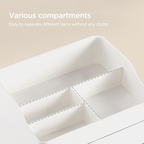HBlife Makeup Organizer for Vanity with 2 Drawers, Large Bathroom Countertop Cosmetics Organizer Skin Care Storage, Easy to Store Lipsticks, Nail Polishes, Perfumes, Eyeshadow Palettes, All White - color: All White