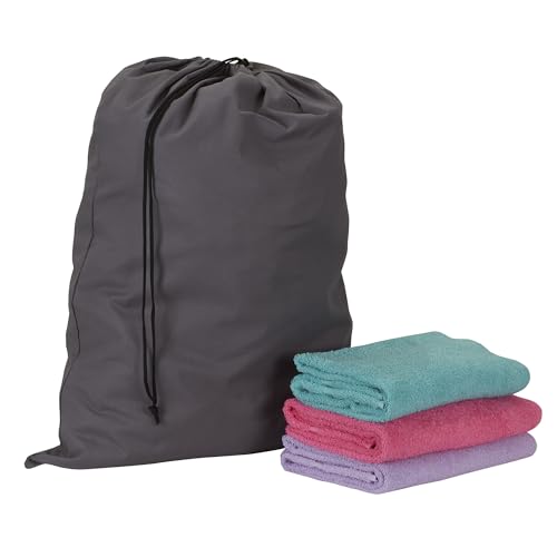 Household Essentials Cotton Laundry Bag, Large, 100% Cotton, Drawstring Top with Cord Lock, Machine Washable, 3 to 4 Load Capacity, Versatile and Compact, Breathable, Foldable, Gray - style: Grey