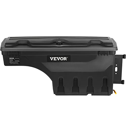 VEVOR Truck Bed Storage Box, Lockable Lid, Waterproof ABS Wheel Well Tool Box 6.6 Gal/20 L with Password Padlock, Compatible with Tundra 2007-2021, Passenger Side, Black - size: Passenger Side, style: Toyota Tundra