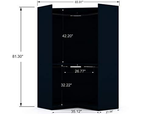 Manhattan Comfort Mulberry Modern Free Standing Corner Wardrobe Closet with Rounded Hanging Rods, Open Shelving & Finished Back for Room Divider, Space-Saving Storage Solution, Tatiana Midnight Blue - color: Tatiana Midnight Blue