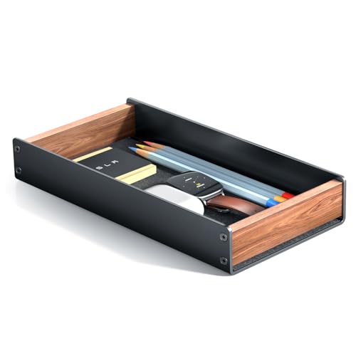 UPERGO Desk Tray Organizer Drawer for Home Office, Walnut Desk Organizer Tray for Keys, Pen, Watch - style: desk drawer