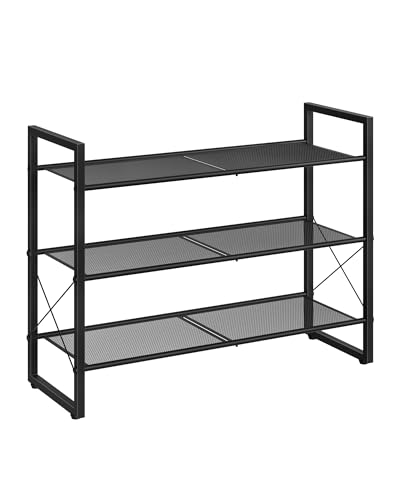 CHOEZON Shoe Rack, 3-Tier Shoe Rack for Closet, Metal Shoe Storage Organizer, Shoe Rack for Entryway, Shoe Shelf with Adjustable Feets, for Entryway, Hallway, Living Room, Bedroom, Black TXJ13BB - size: 30"L x 10.4"W x 22.6"H