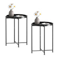 Garden 4 you Small Side Table, Mini Round End Table, Black Tray Table with Metal Frame, Modern Nightstand for Living Room, Bedroom, Patio, Small Space, 2pcs - color: Black, size: 2 PCS