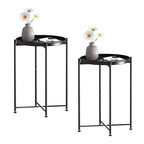 Garden 4 you Small Side Table, Mini Round End Table, Black Tray Table with Metal Frame, Modern Nightstand for Living Room, Bedroom, Patio, Small Space, 2pcs - color: Black, size: 2 PCS