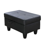 Ottoman Storage Ottoman Bench Faux Leather Footrest Footstool with Hinged Lid for Living Room, Bedroom, Entryway, Black, 28.5"X19"X17.5" - color: Black
