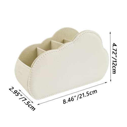 Remote Control Holder - 5 Spacious Compartments TV remote holder Caddy Leather Control Storage Tabletop Desk Organizer for Remote Controller,Office Stationery,Makeup Brush - color: Light Beige